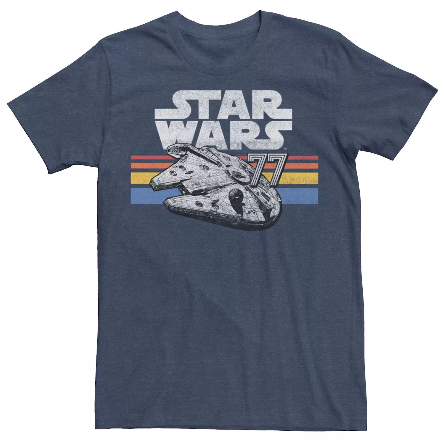 Мужская футболка с логотипом Millennium Falcon 77 Retro Lines Star Wars