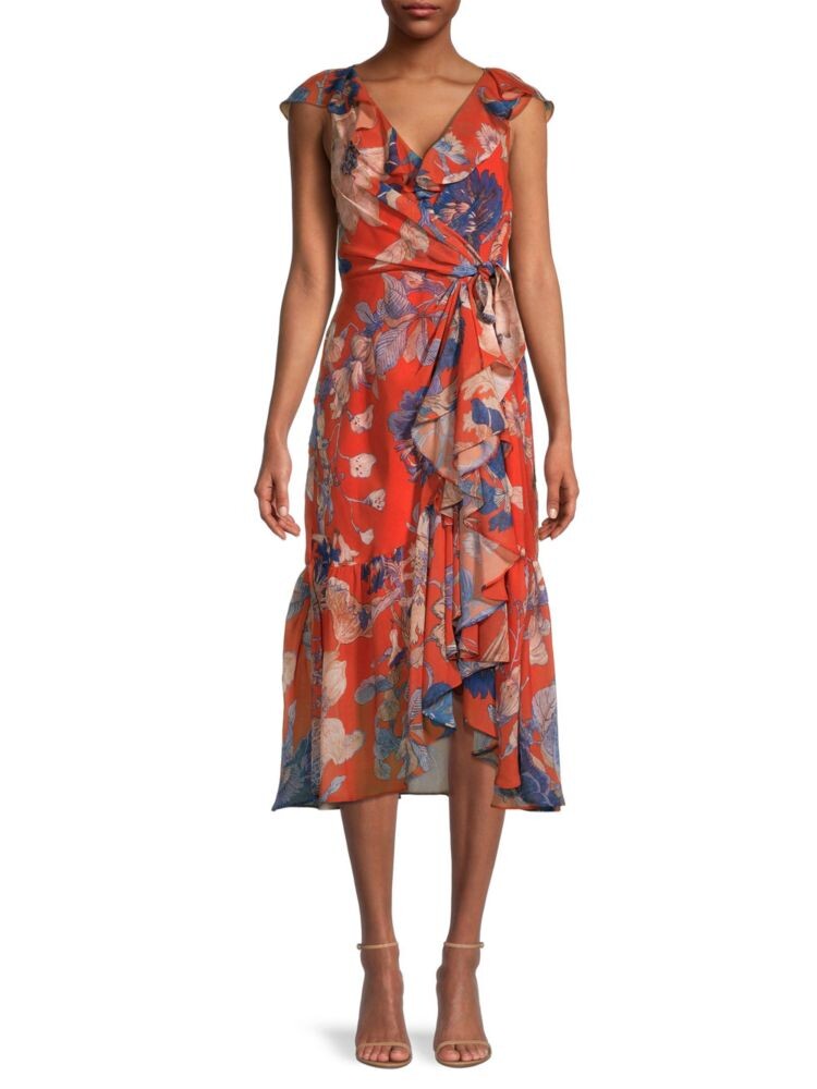 

Платье миди с цветочным принтом и оборками Ungaro, цвет Burnt Orange