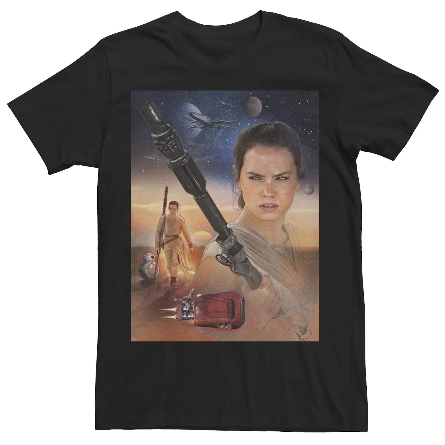 Мужская футболка с коллажем The Force Awakens Rey Star Wars