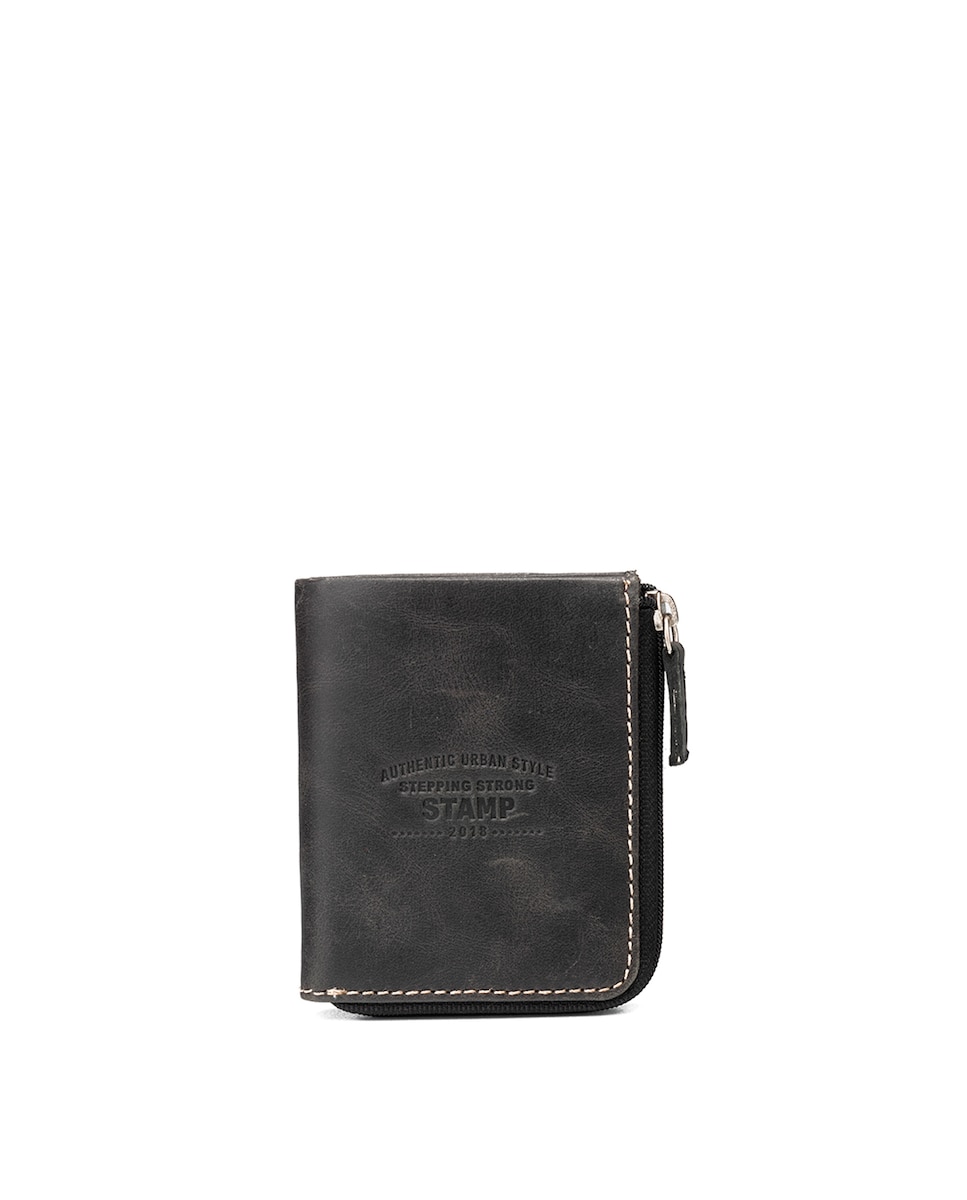 Мужской кошелек из яловой кожи черного цвета Stamp, черный портативная дамская сумочка с двойной молнией миниатюрный кошелек из воловьей кожи декоративный бумажник с бахромой 8 цветов на выбор