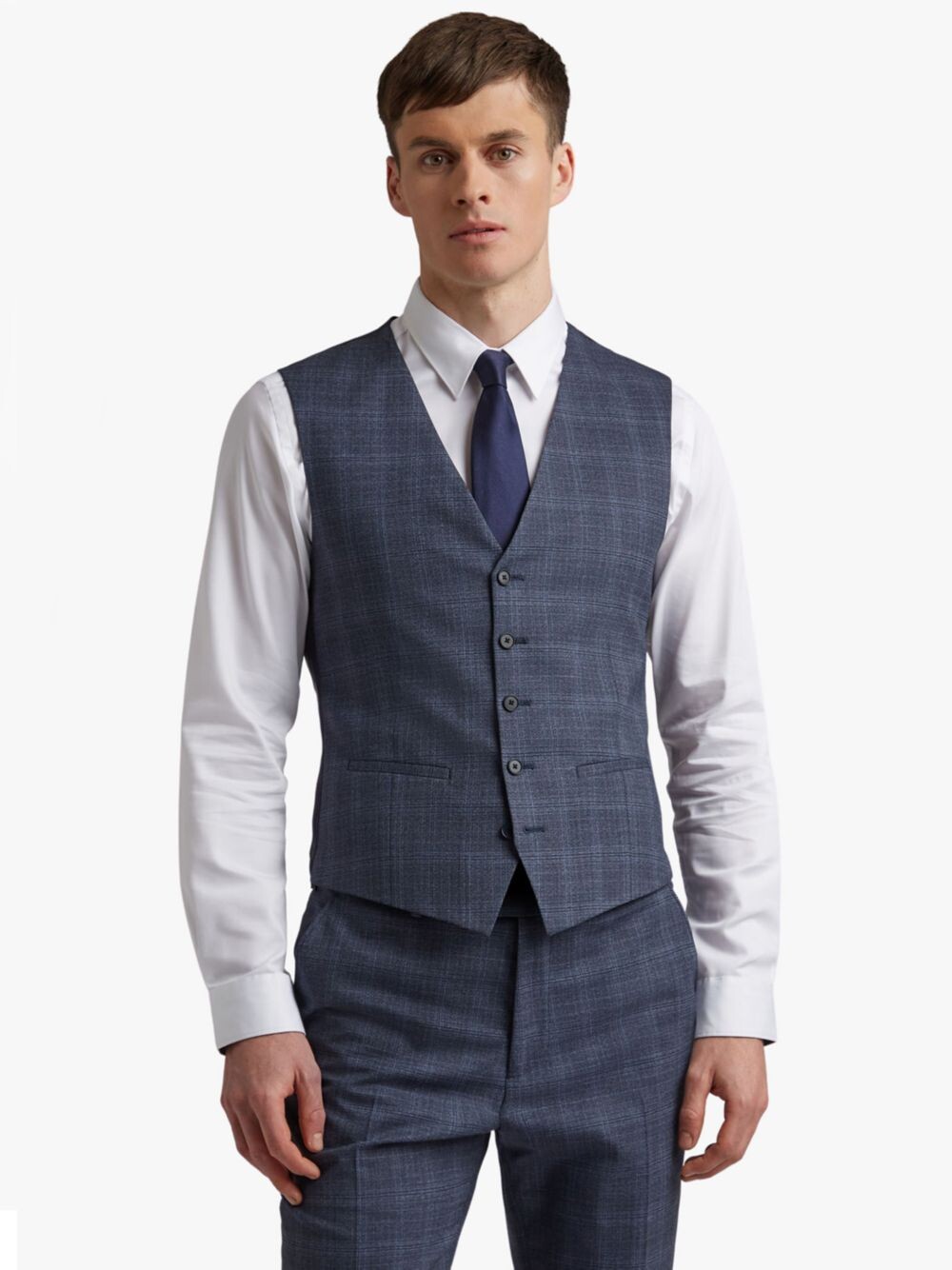 

Жилет в клетку Ted Baker Cove Slim Fit из смесовой шерсти, цвет Airforce Blue