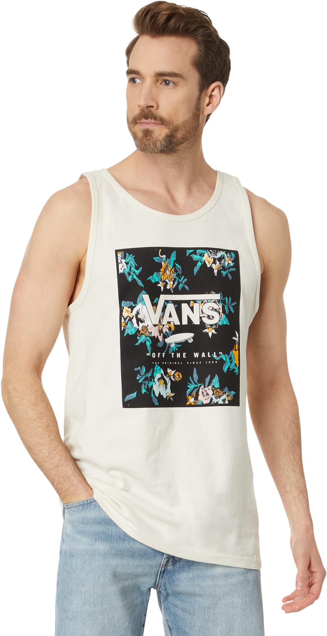 

Майка Print Box Tank Top Vans, цвет Antique White/Black/Waterfall