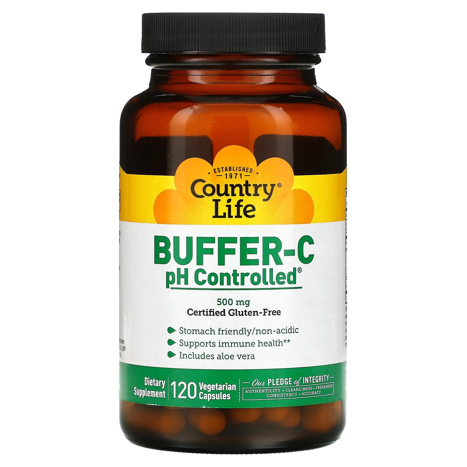 Country Life Буферизованный витамин C с контролем pH 500 мг 120 капсул на растительной основе