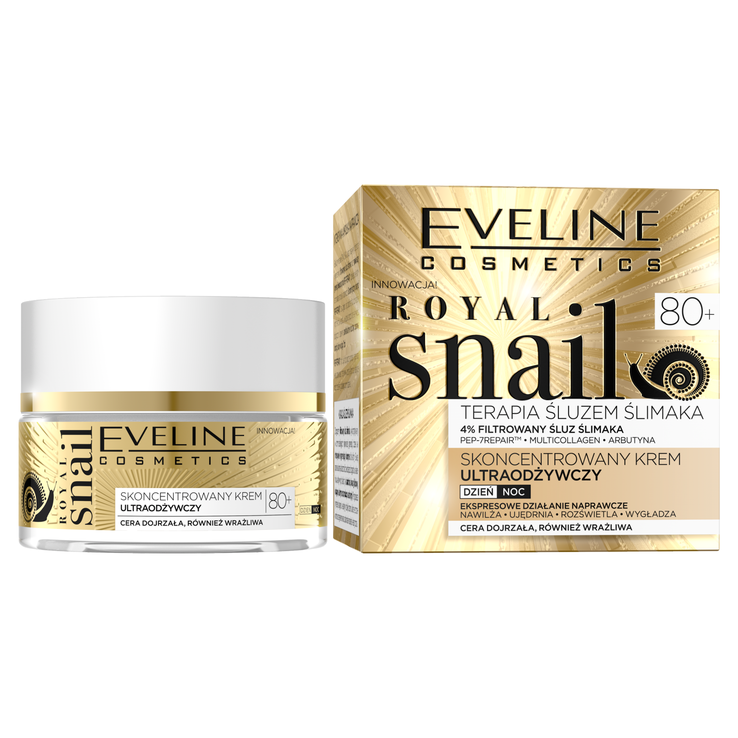 Регенерирующий крем для лица 80+ для дня и ночи Eveline Cosmetics Royal Snail, 50 мл