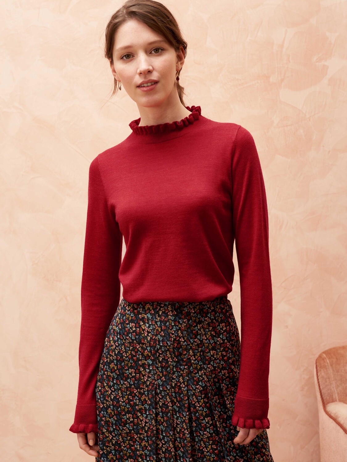 

Джемпер с рюшами Brora Merino, Пламя