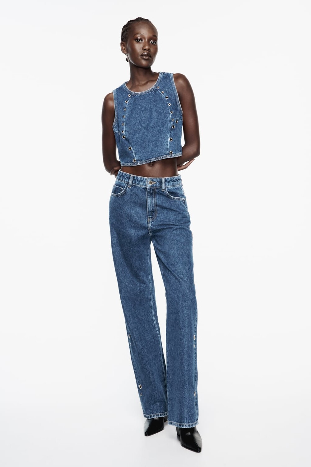 

Джинсовый топ z1975 с люверсами ZARA, синий