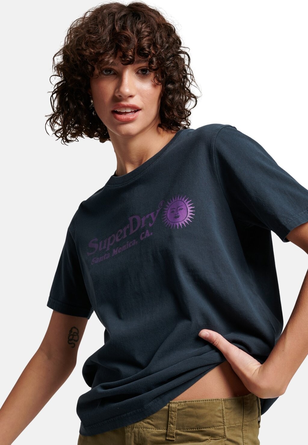 

Футболка с принтом VINTAGE KURZARM MIT SCHRIFTZUG Superdry, dunkelblau