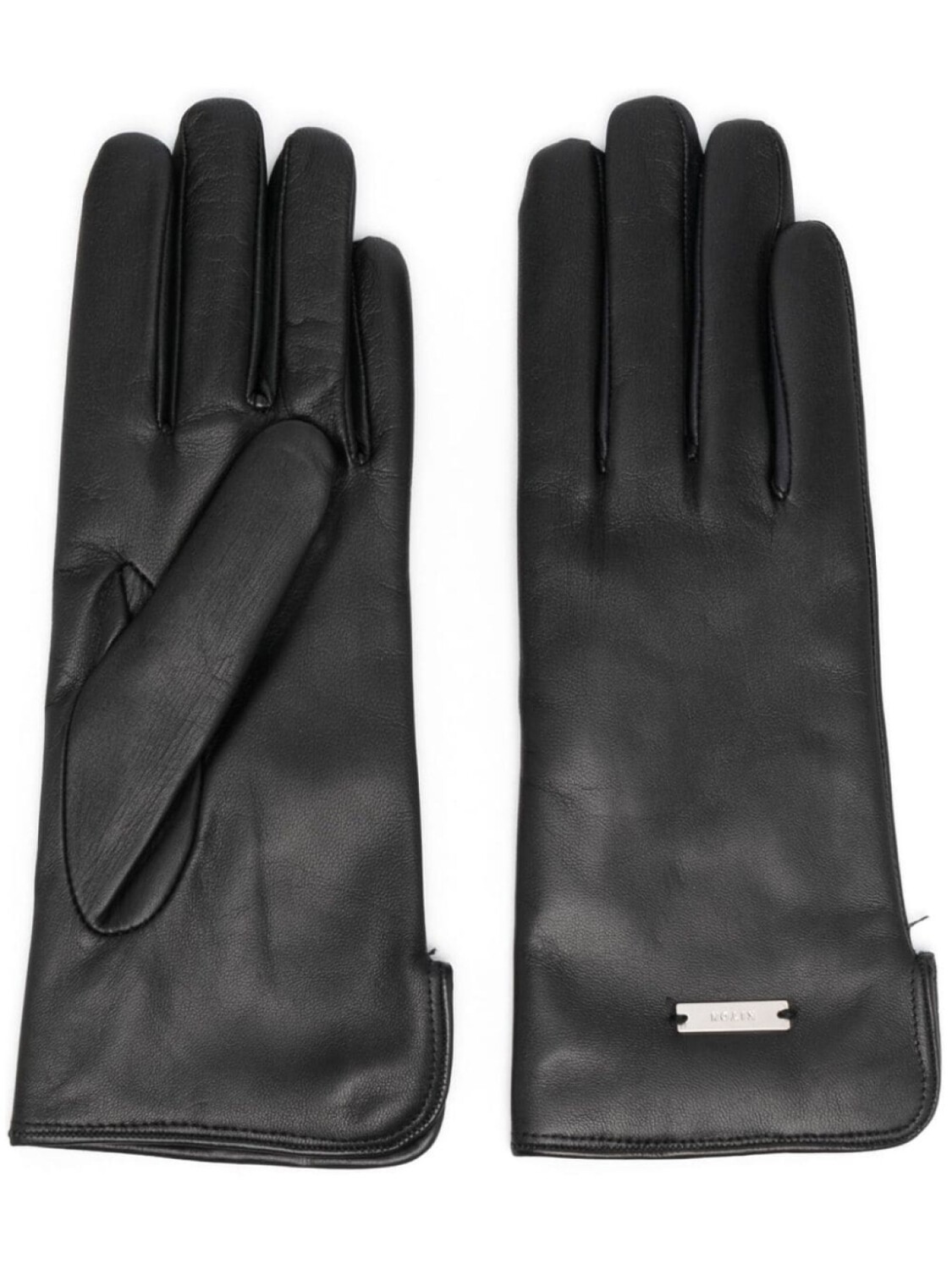 

Kiton кожаные перчатки с логотипом, черный