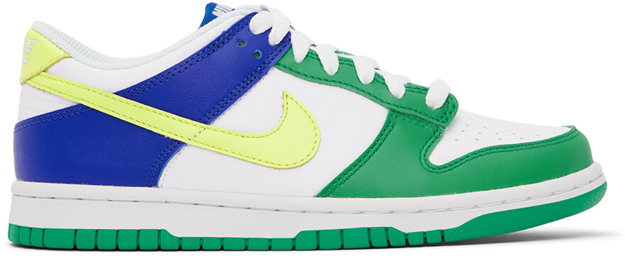 

Бело-зеленые детские кроссовки Nike Kids Dunk Low для больших детей