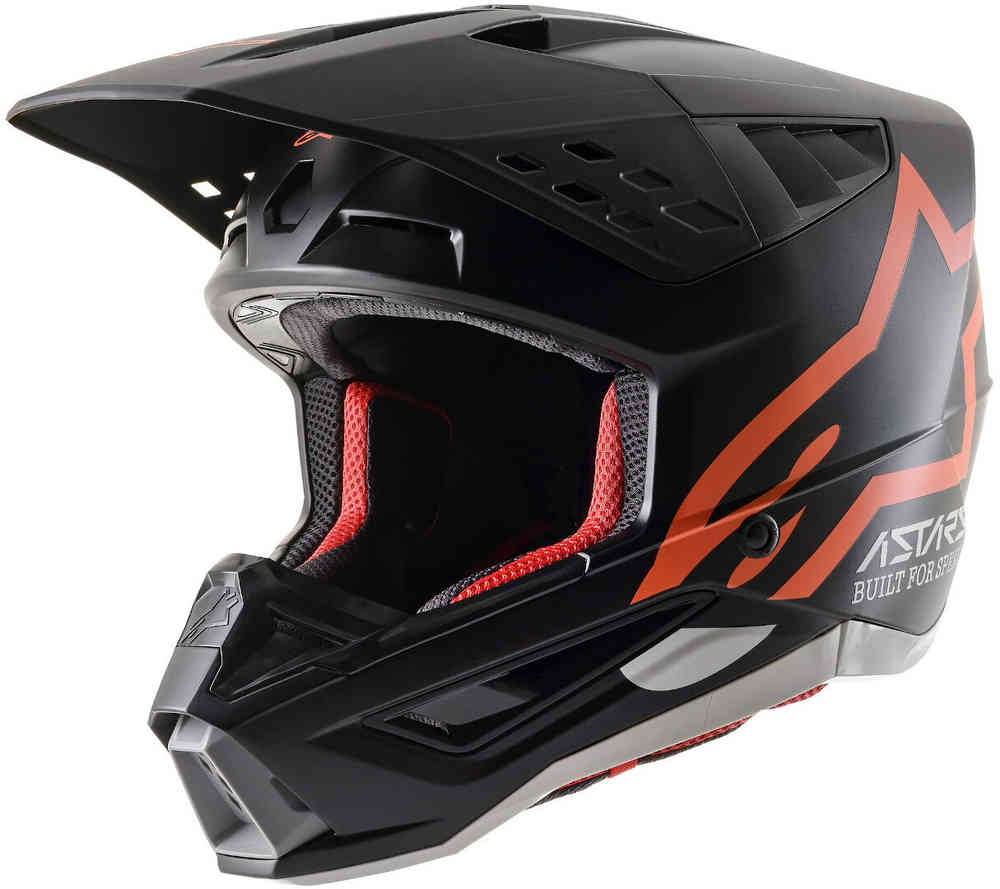 S-M5 Компас Шлем для мотокросса Alpinestars, черный матовый/оранжевый