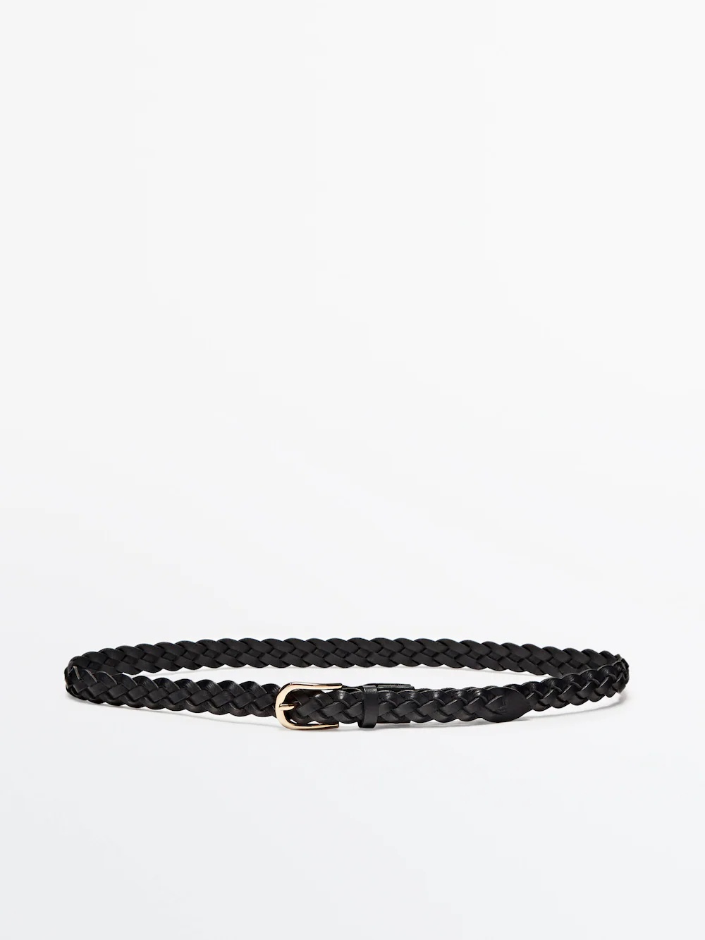 

Плетеный кожаный ремень Massimo Dutti, черный