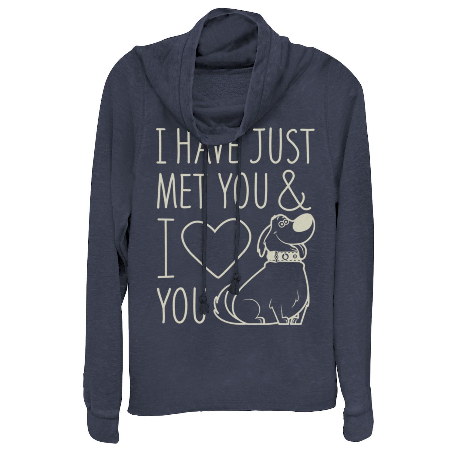 

Топ с круглым вырезом и графическим рисунком Disney/Pixar Up Juniors' Dug Just Met and I Love You Licensed Character, темно-синий