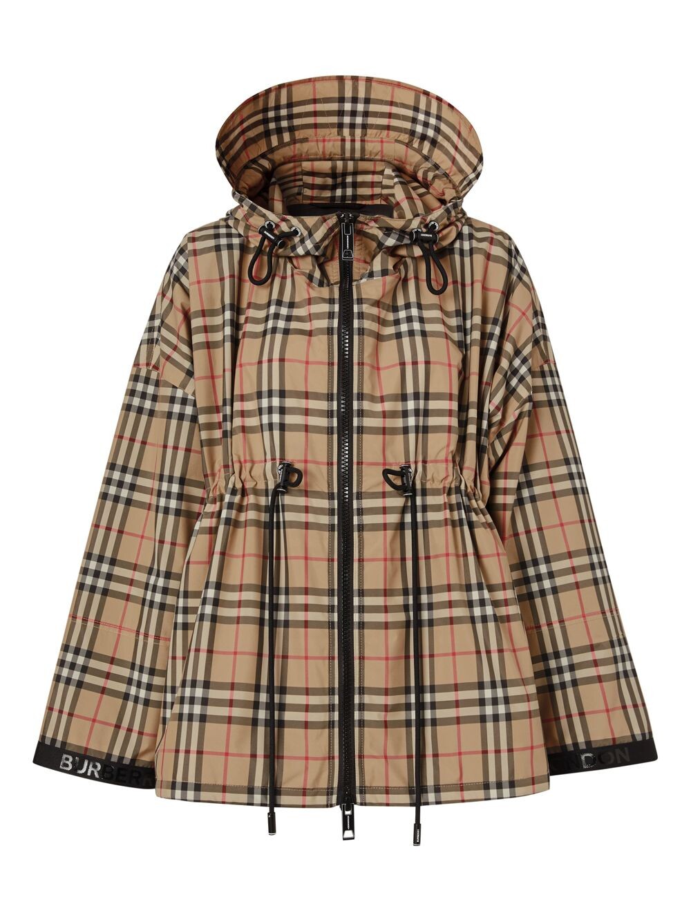 

Пальто Bacton в клетку с капюшоном и логотипом Burberry, бежевый