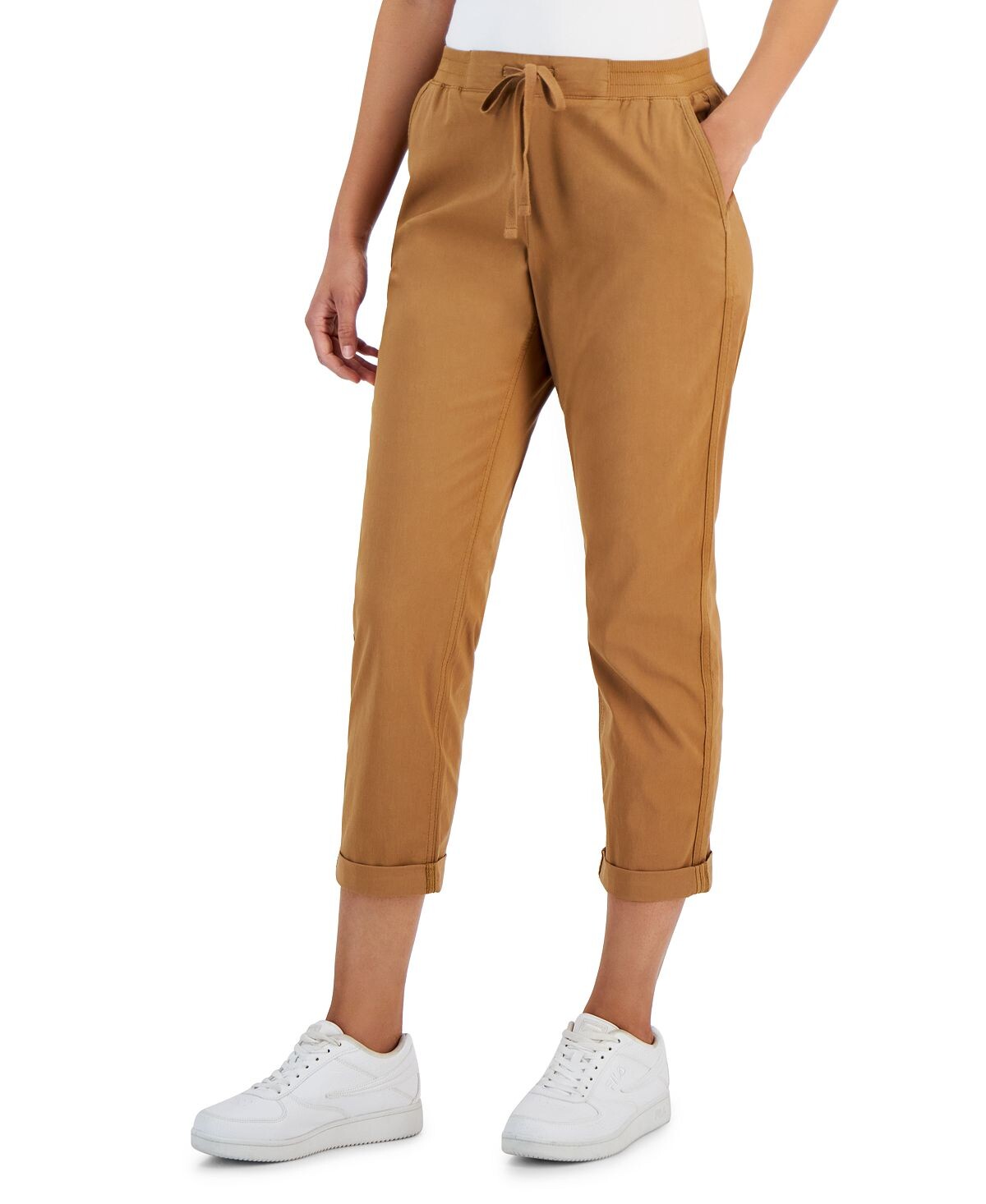 

Миниатюрные саржевые брюки до щиколотки с манжетами Style & Co