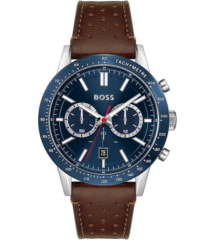 Мужские часы Hugo Boss Allure с синим циферблатом, коричневый