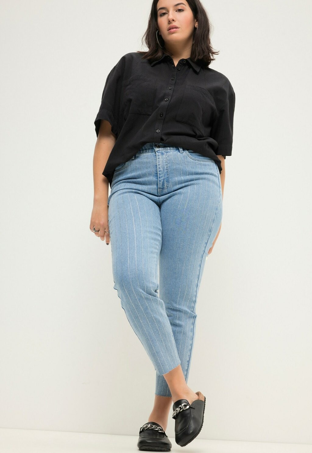 

Джинсы узкого кроя HIGH WAIST GLITZER STREIFEN POCKET Studio Untold, светло-голубой