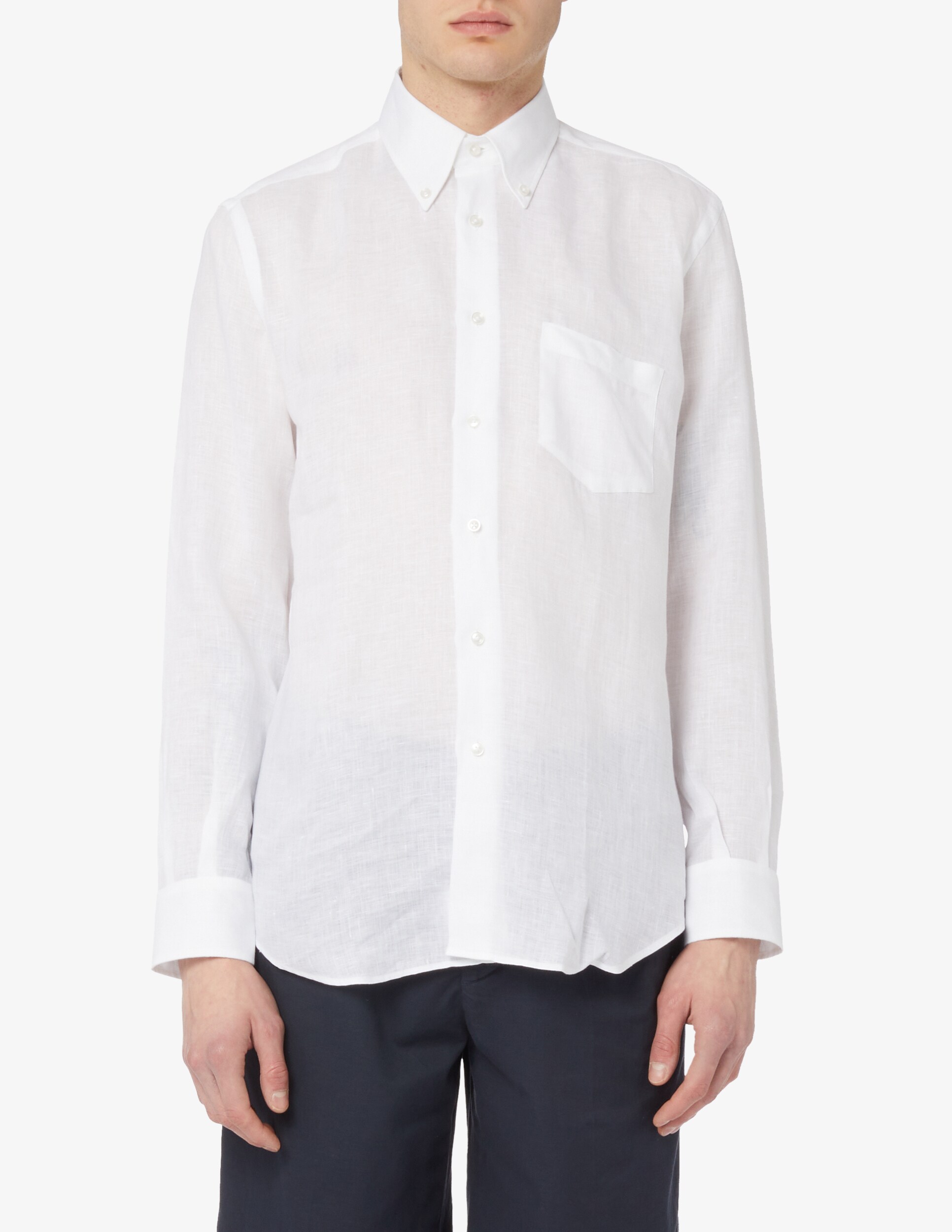 Льняная рубашка с карманом Sartoria Italiana, белый цена и фото
