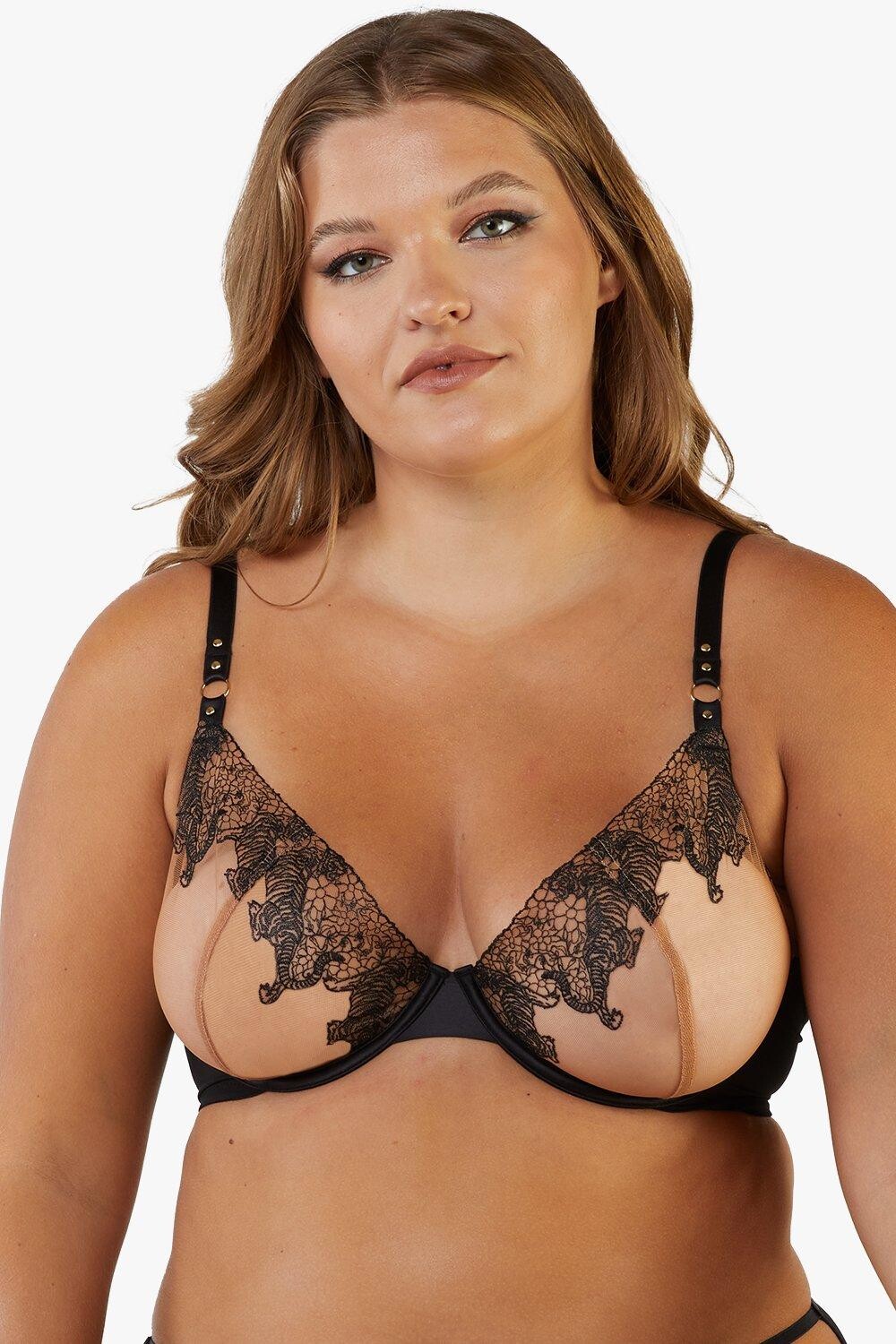 

Бюстгальтер с глубоким вырезом и вышивкой Tiger Mesh Playful Promises, черный