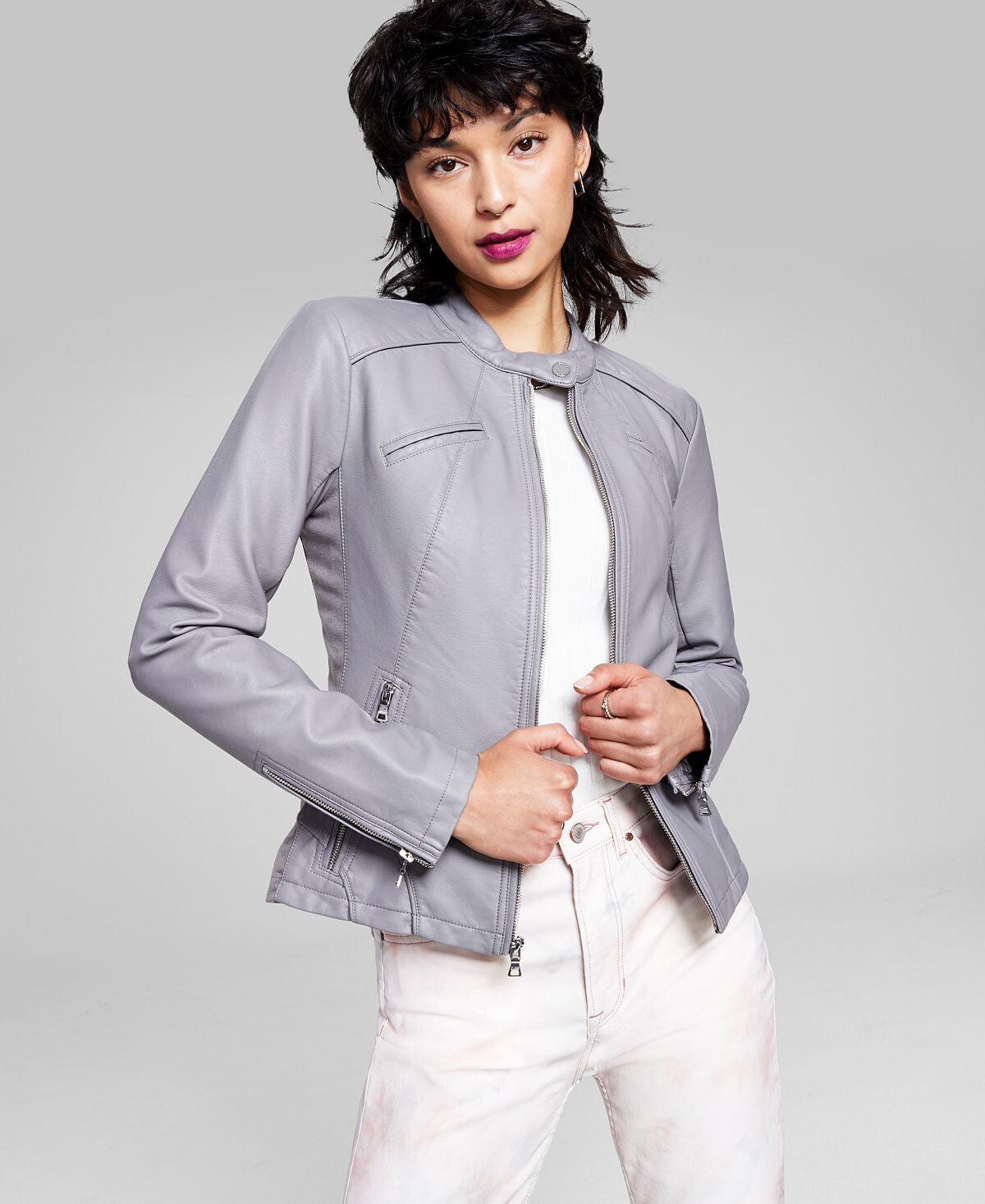 

Женская мотокуртка из искусственной кожи GUESS, серый