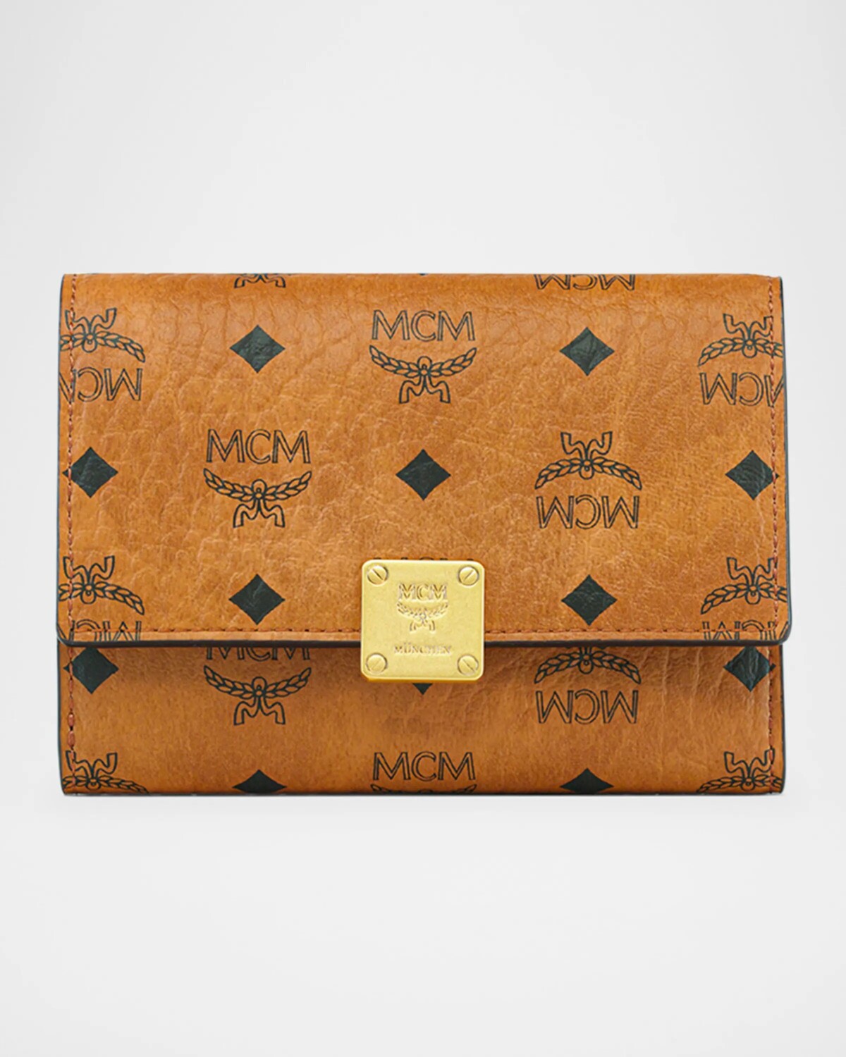 

Маленький кошелек тройного сложения Aren Visetos Mcm, цвет Cognac