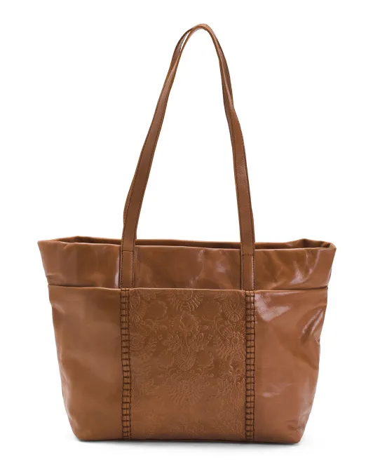 

Кожаная сумка-тоут с тиснением Metro The Sak, цвет Floral Embossed Tobacco