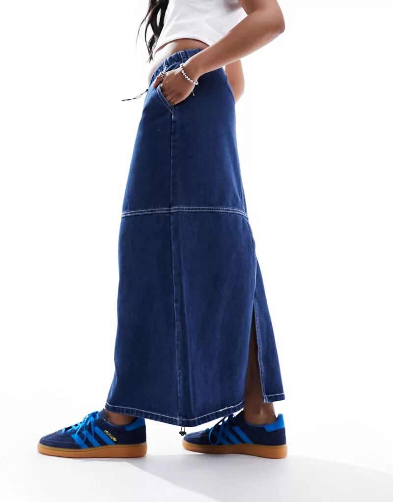 Голубая джинсовая юбка-макси с парашютом Vero Moda белая юбка макси с кулиской vero moda maternity