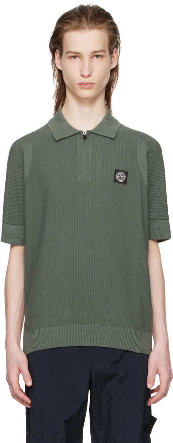 

Хаки-поло с нашивками Stone Island