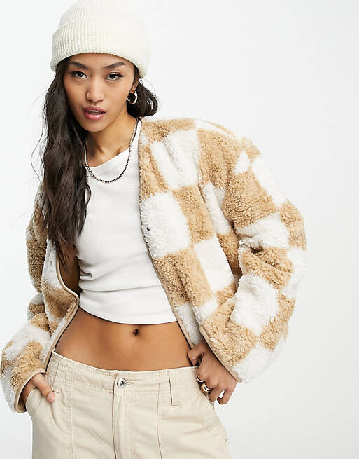 

Белая куртка-подкладка в клетку Abercrombie & Fitch, Белый