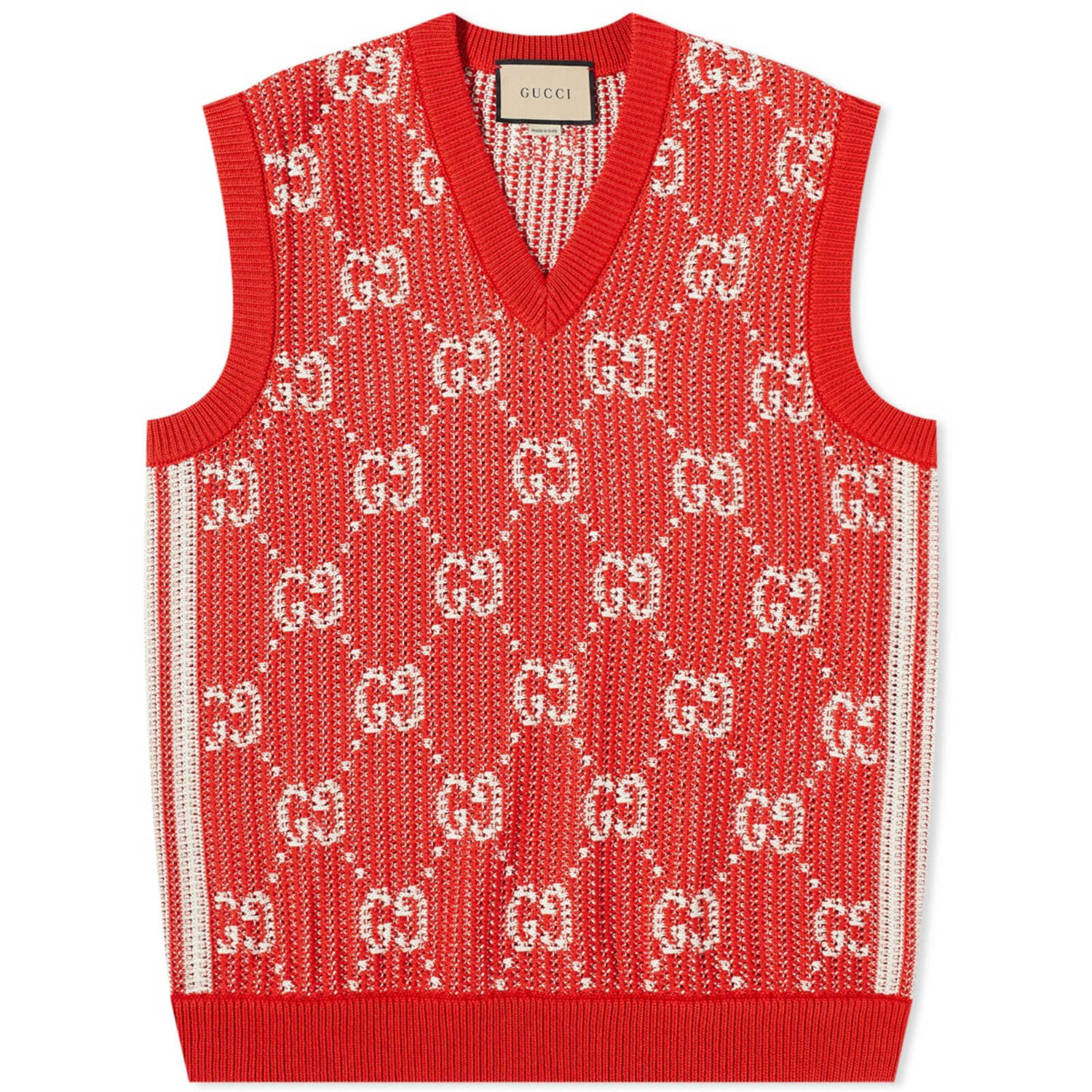 

Жилет Gucci Gg All Over Knit, цвет Red & Ivory