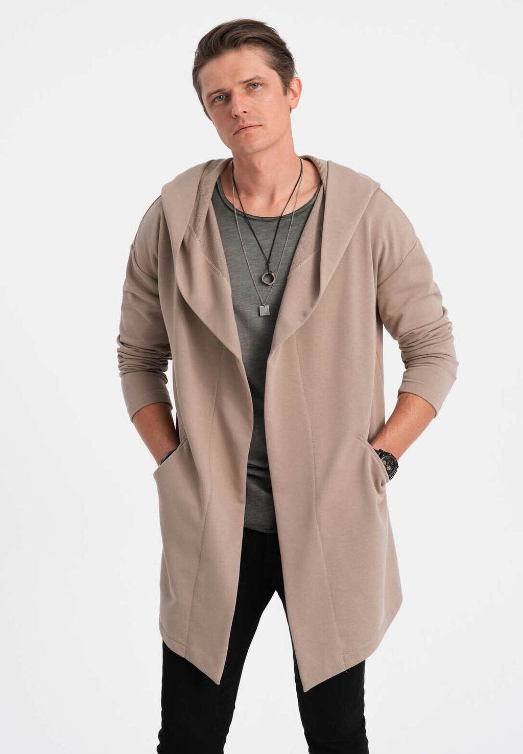 

Кардиган HOODED LONG Ombre, цвет beige
