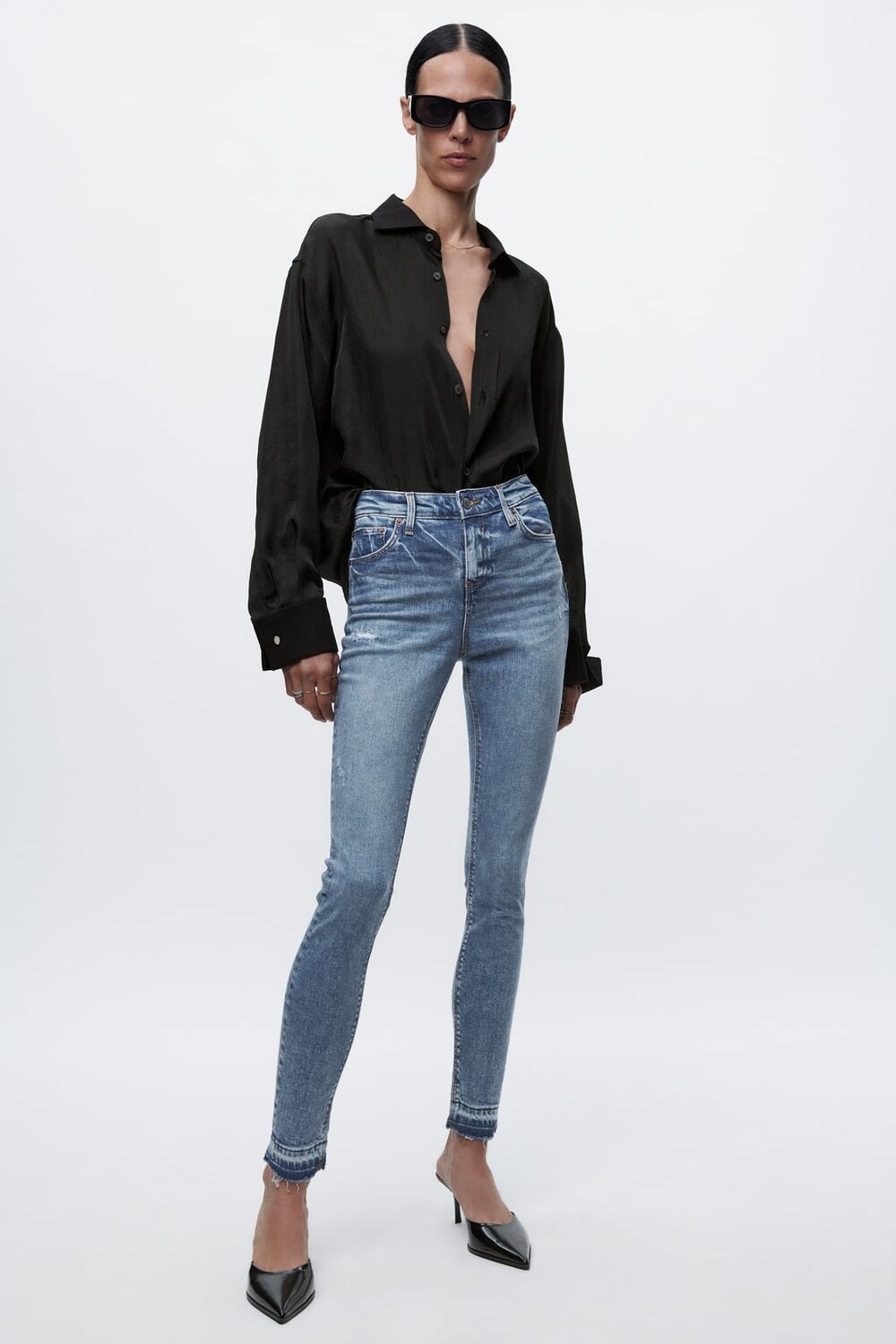 

Джинсы скинни ZW средней посадки ZARA, синий