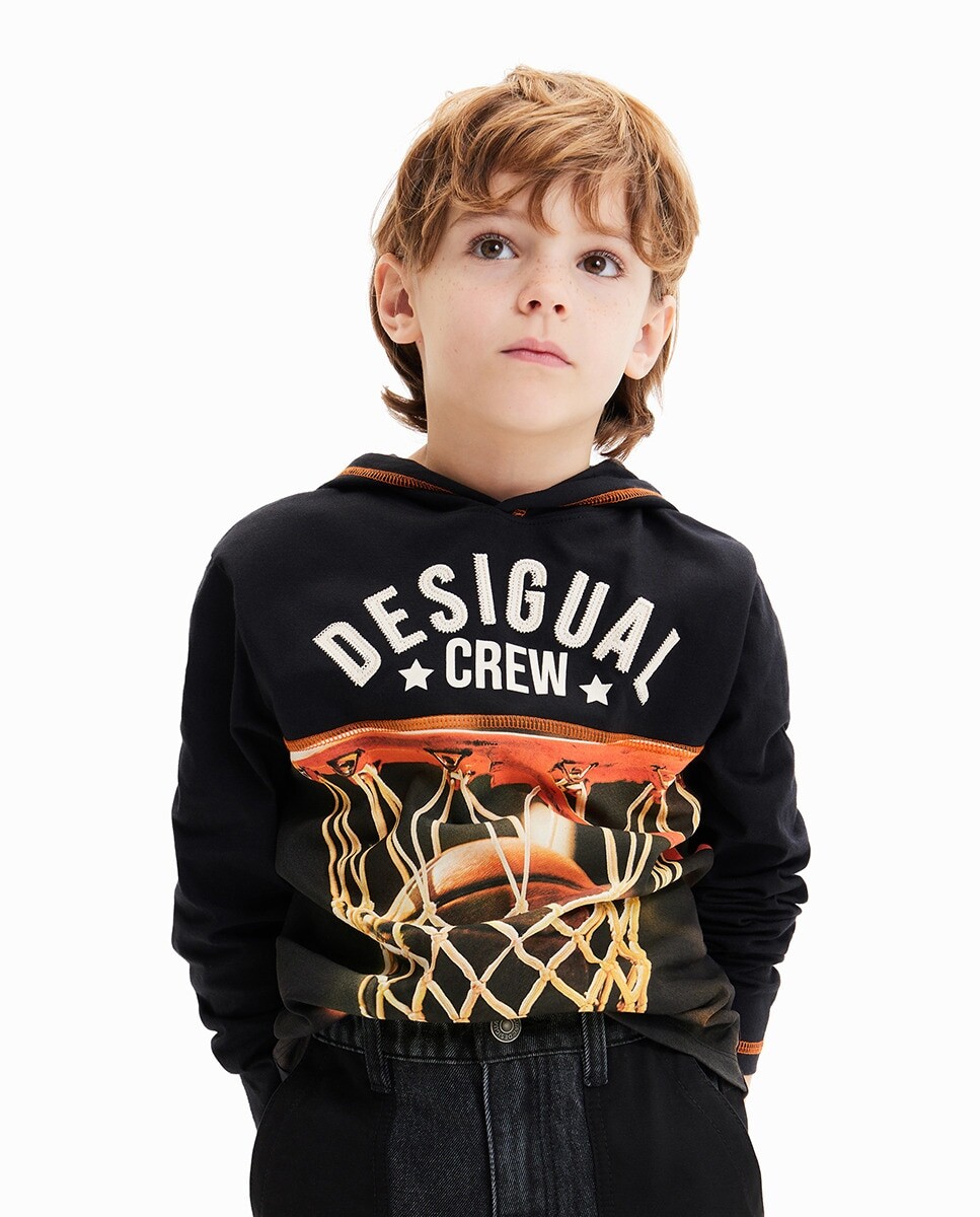 

Футболка с капюшоном и корзинкой для мальчика Desigual, черный