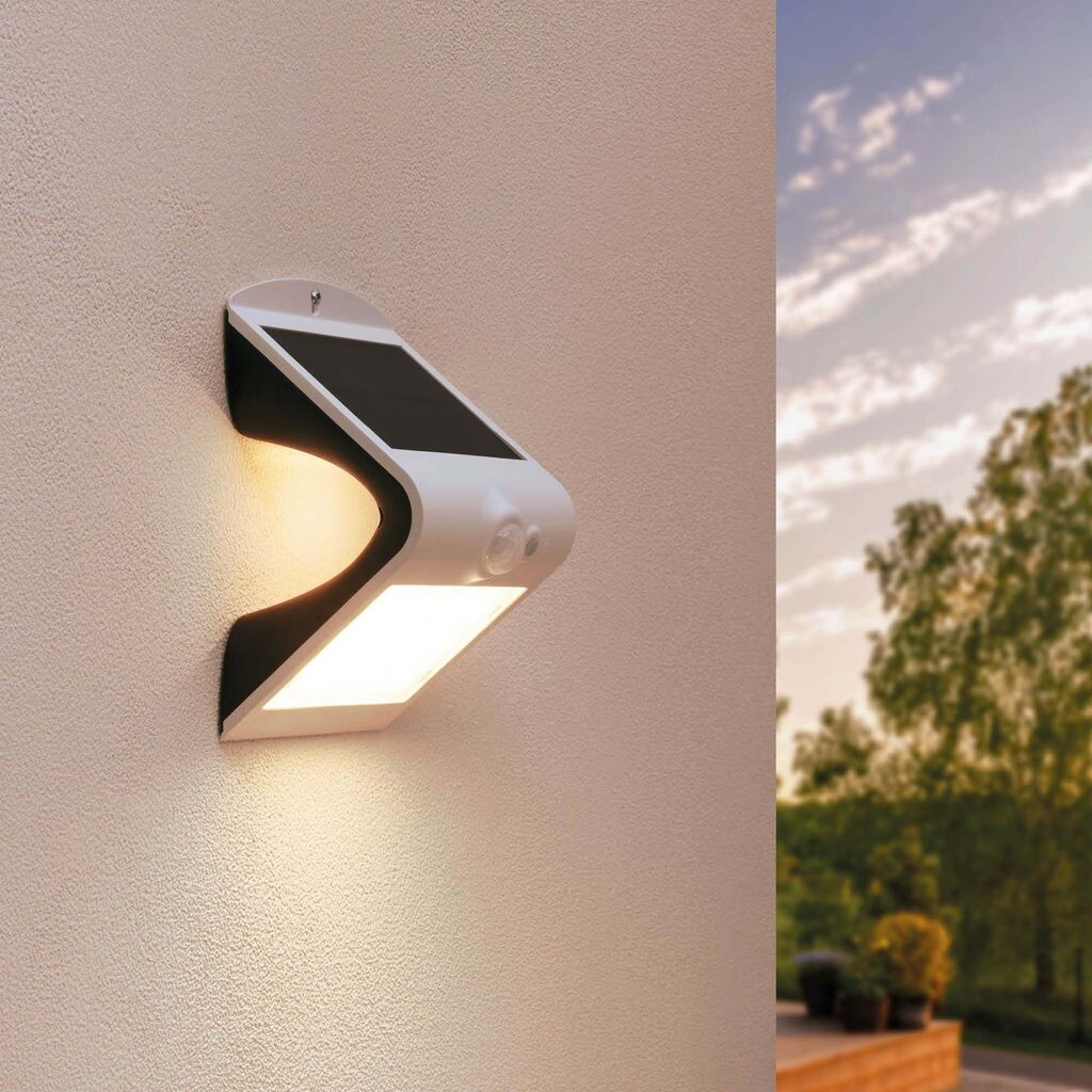 

[T] Ledvion Современный настенный светильник на солнечной батарее с датчиком движения, белый, 1,5 Вт, 3000 К, водонепроницаемость IP65, 220 люмен, обнаружение движения и сумеречный выключатель, энергоэффективный и устойчивый к атмосферным воздей...