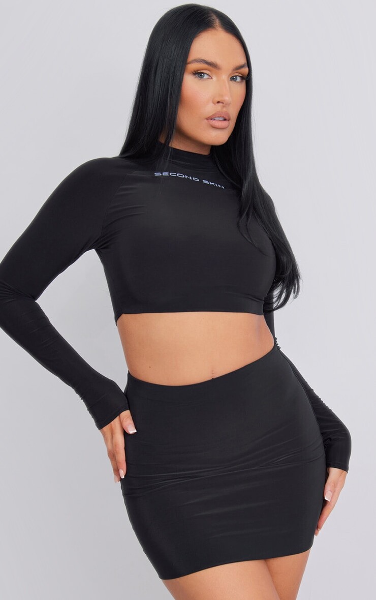 

PrettyLittleThing Черная облегающая мини-юбка с обтягивающими швами