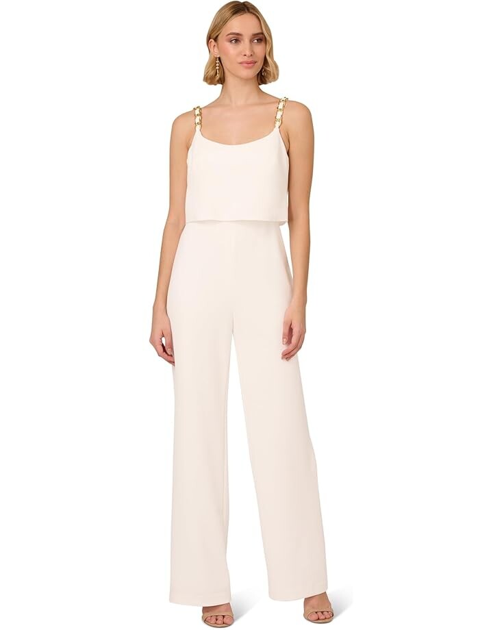

Платье Adrianna Papell Crepe Chain Strap Jumpsuit, слоновая кость