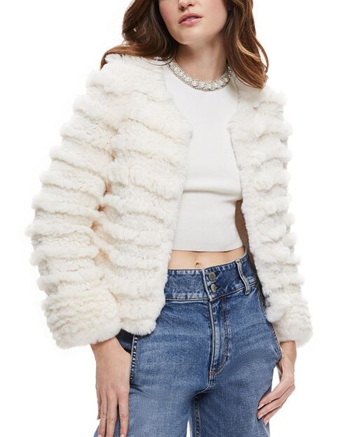 

Желто-коричневая куртка из искусственного меха Alice and Olivia, цвет Ivory/Cream, Коричневый