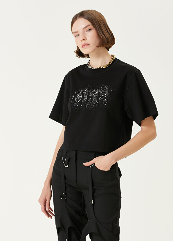 

Черная футболка с круглым вырезом и логотипом Off-White, Черный