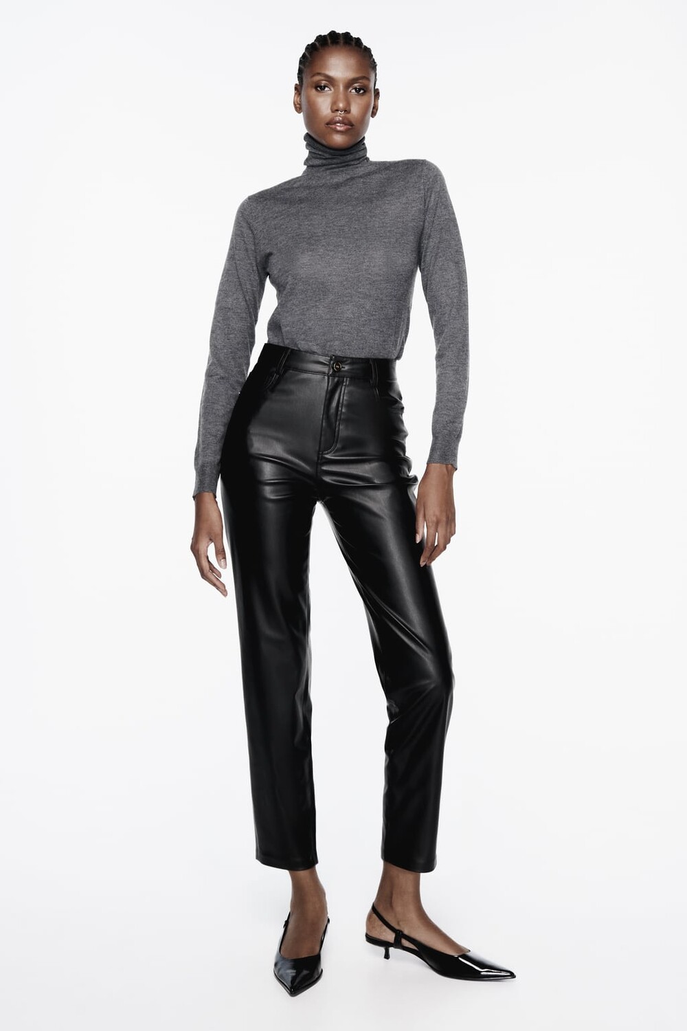 

Брюки из искусственной кожи для мам ZARA, черный