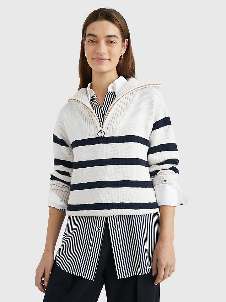 

Полосатый свитер с молнией до половины Tommy Hilfiger