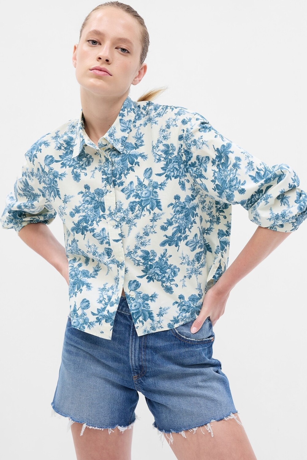 

LoveshackFancy укороченная рубашка Gap, синий