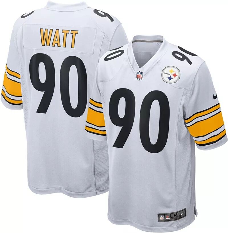

Мужские кроссовки Nike Pittsburgh Steelers T.J. Белый игровой трикотаж Watt #90, Серый