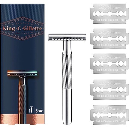 

Мужская безопасная бритва King C. с 5 прочными лезвиями, Gillette