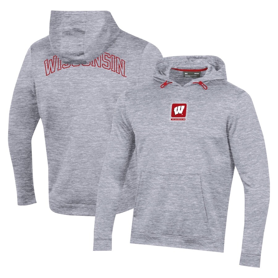 

Пуловер с капюшоном Under Armour Wisconsin Badgers, серый