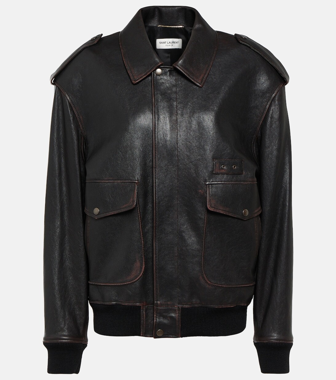

Кожаный пиджак SAINT LAURENT, черный