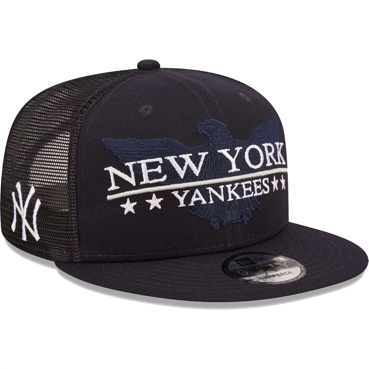 

Мужская кепка New Era темно-синего/черного цвета New York Yankees Patriot Trucker 9FIFTY Snapback