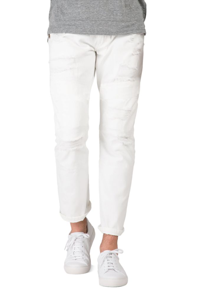 snowman Узкие прямые рваные джинсы Level 7 Jeans, цвет Snowman White