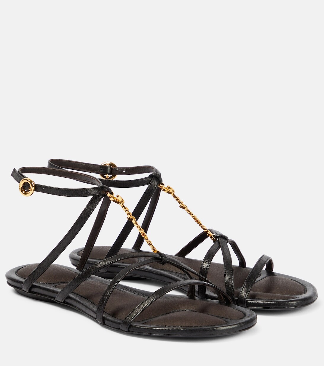 

Кожаные сандалии Les Sandales Pralu Plates Jacquemus, черный