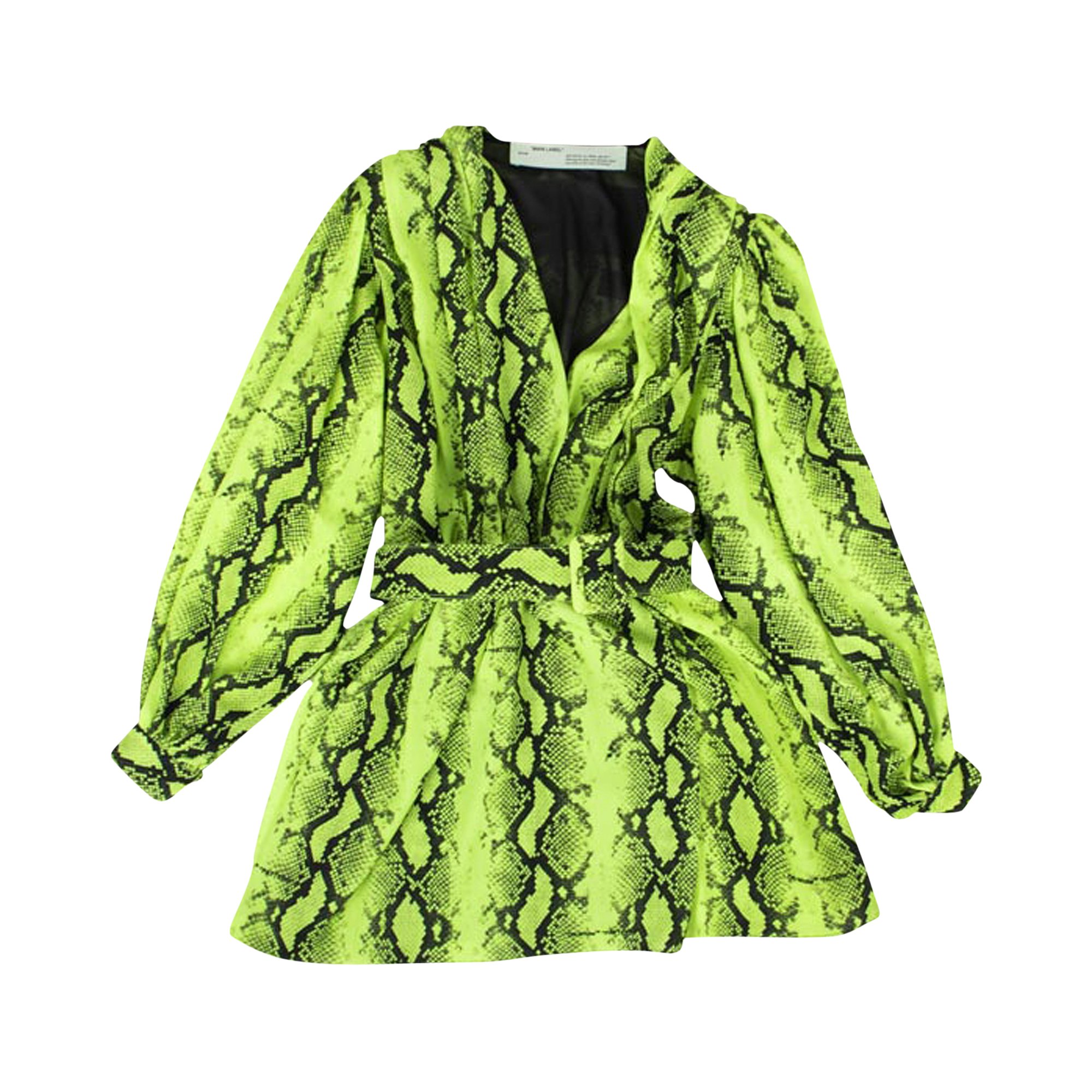 Off-White Платье с поясом Snake V Arrow, цвет Неоново-зеленый