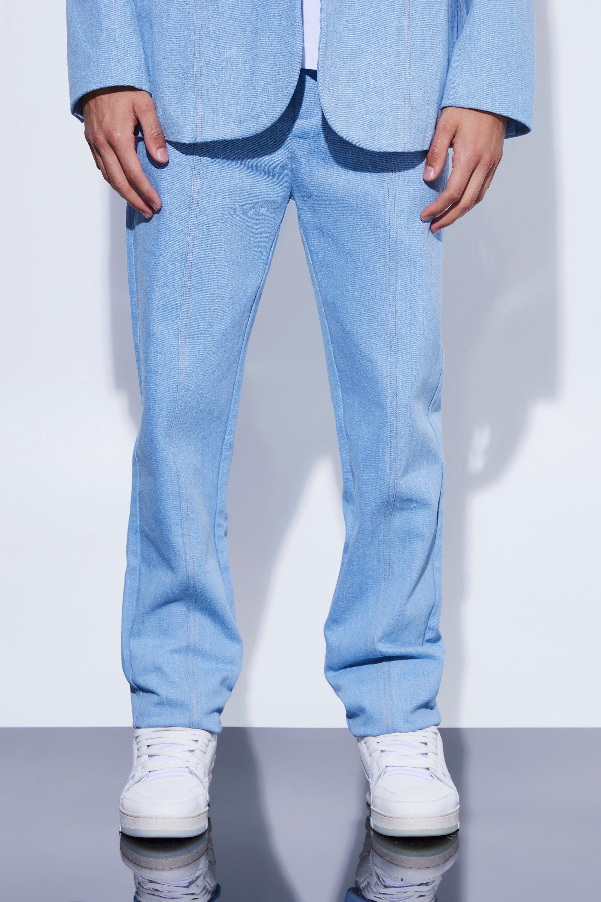Прямые брюки из джинсового костюма Boohoo, синий