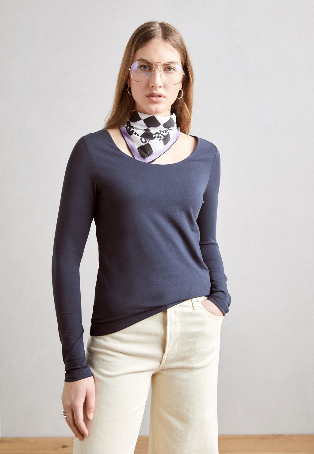 

Топ с длинными рукавами LONG SLEEVE WIDE BALLERINA DOUBLE LAYERED BODY Marc O'Polo, темно-синий